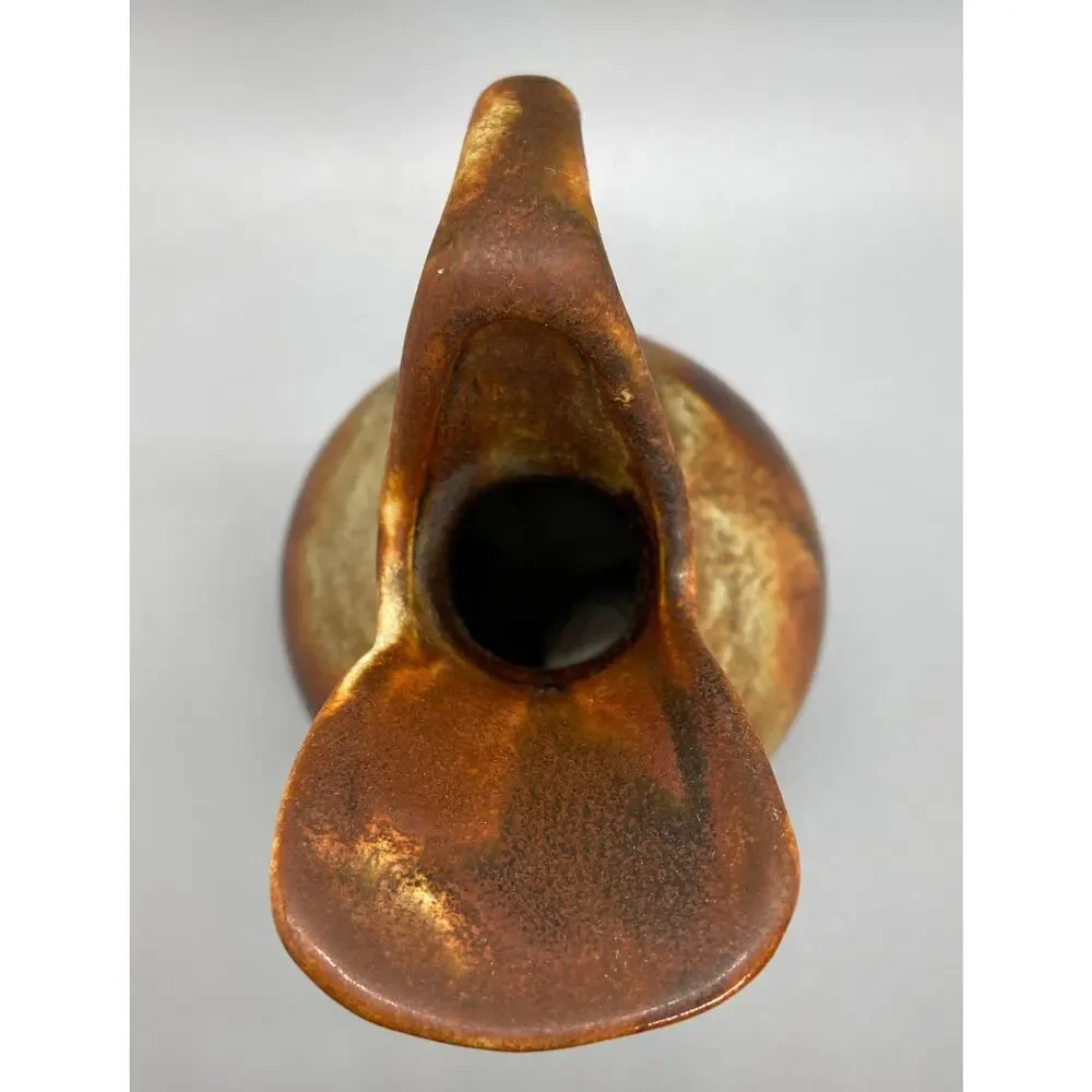 Vintage Dryden Art Pottery Brown Drip Glaze Small Pitcher